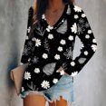 thumbnail image 2 of Camiseta de manga larga estampada convencional con cuello en V informal para mujer a la moda Fridja  FKASFK3607, 2 of 4