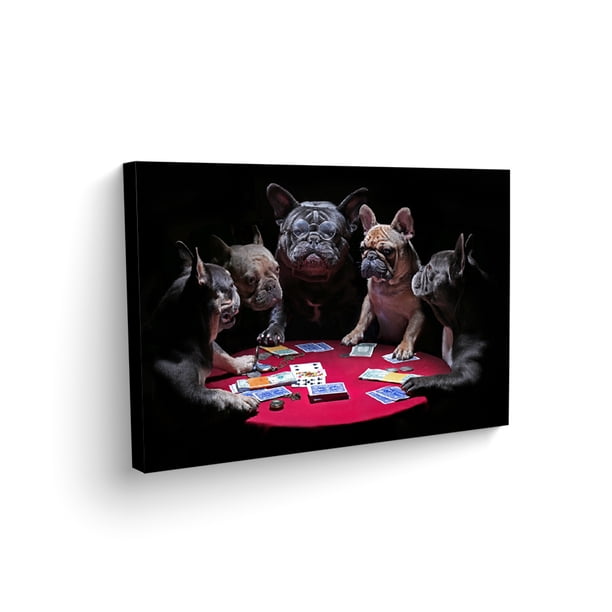 Cuadro Decorativo Moderno Perros Pug Jugando Cartas Moderno Listo para Colgar Maxigráfica Shop Cuadro Comico Perros