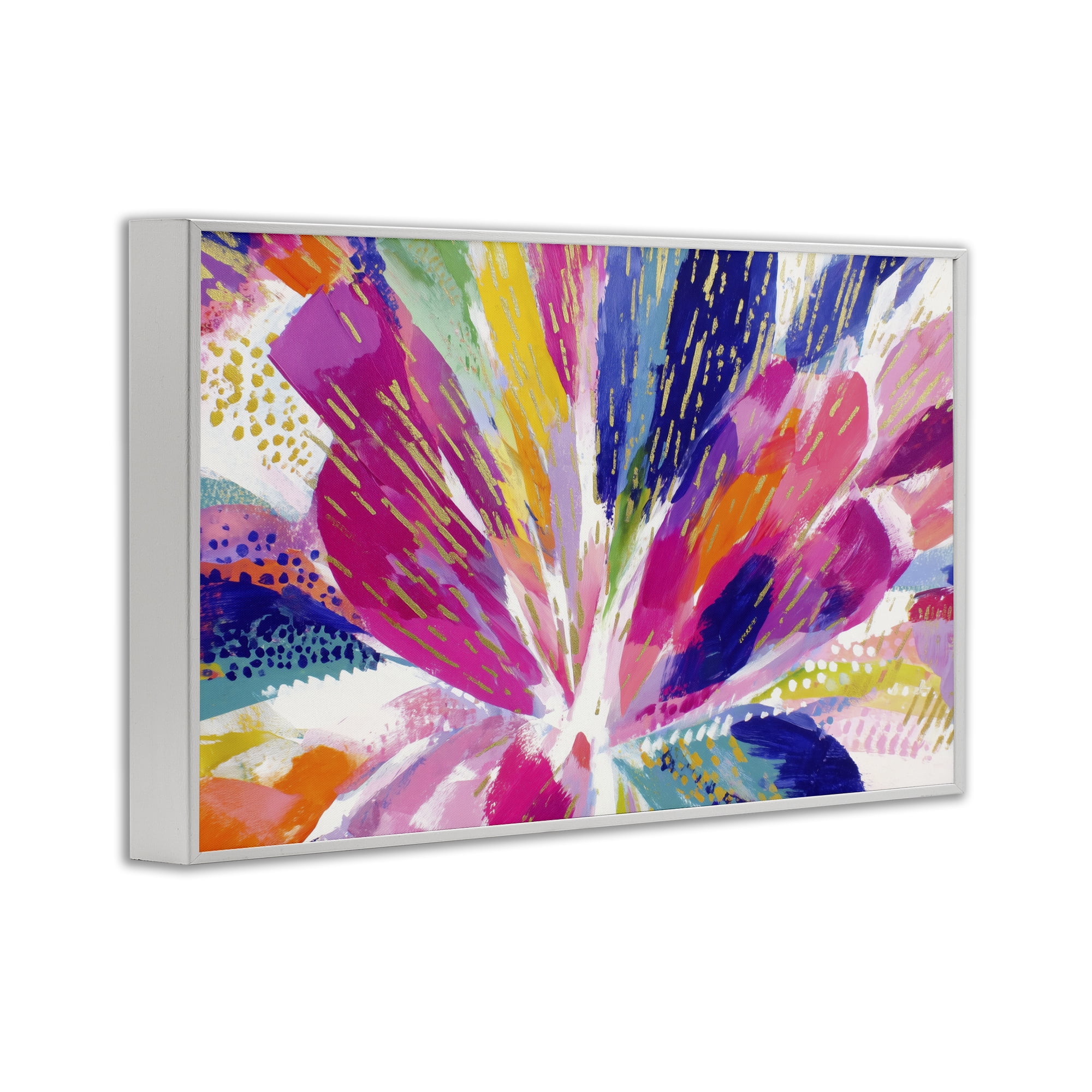 Stupell Industries Flower Burst in Vibrant Tones White Framed Giclee Art, design by Chromatic Storm Studio