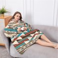 thumbnail image 5 of Oversized Wearable Blanket Hoodie,Brown Triangular Geometric Pattern Sherpa Blanket Hoodie with Super Pockets,Super Warm Fuzzy Pullover for Women & Men, 5 of 6