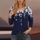 thumbnail image 5 of Blusas para las Mujeres Casual, 3/4 Manga Floral Estampado Camiseta de Moda Top Hecho de Poliéster Transpirable Suave para el Uso Diario de Primavera Otoño, Tops de Blusa para las Mujeres, 5 of 7