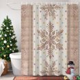 thumbnail image 3 of 66x72 Inch Shower Curtains for Bathroom, Brown Christmas Snowflake Fabric Bath Curtain Decor, Xmas Winter Polka Dot Vintage Waterproof Restroom Curtains Shower Set Accessories with 12 Hooks 66 Inch, 3 of 8