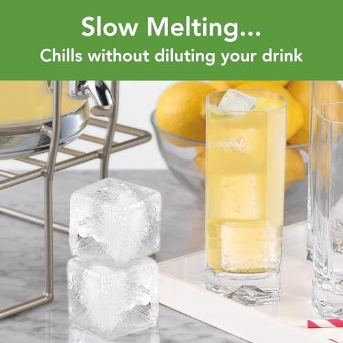 Large Square Ice Cube Mold Colossal 2 Inch Cubes Pack of 2, Huge Ice Cube Mold Block for Whiskey Cocktails Bourbon, Silicone BPA Free Dishwasher Safe Giant XL Ice Cube Molds