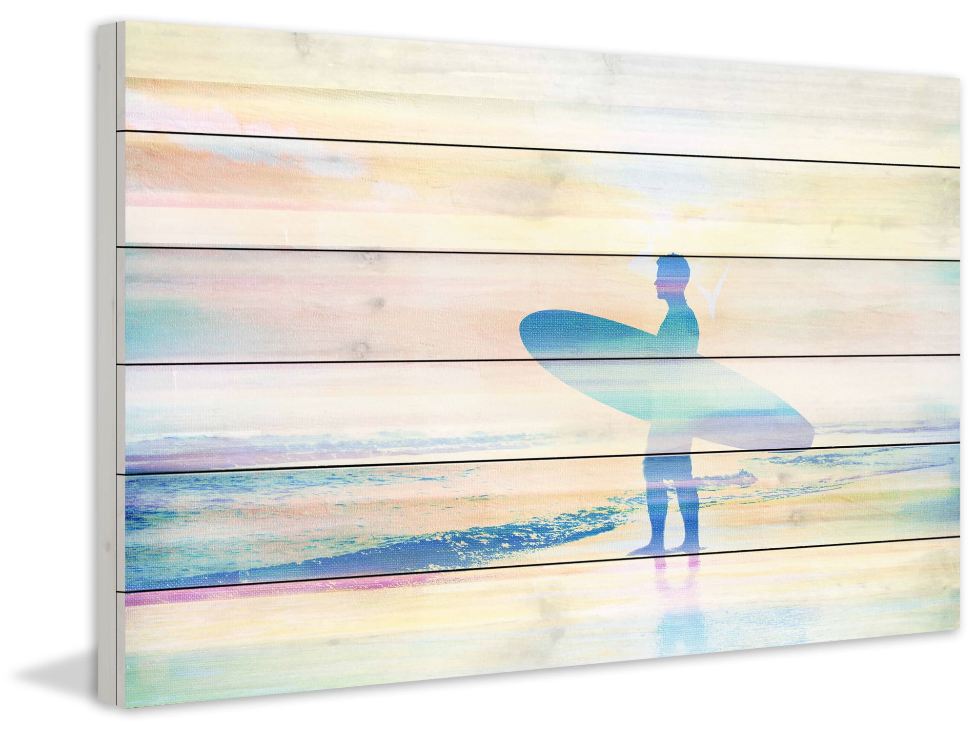 Parvez Taj "Faded Surf" Print on White Wood
