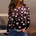thumbnail image 2 of Lumtrix Valentine Shirts for Women Love Heart T Shirt Long Sleeve Valentines Gift Shirt Casual Crew Neck Tee Plus Size Side Split Tops Black M, 2 of 7