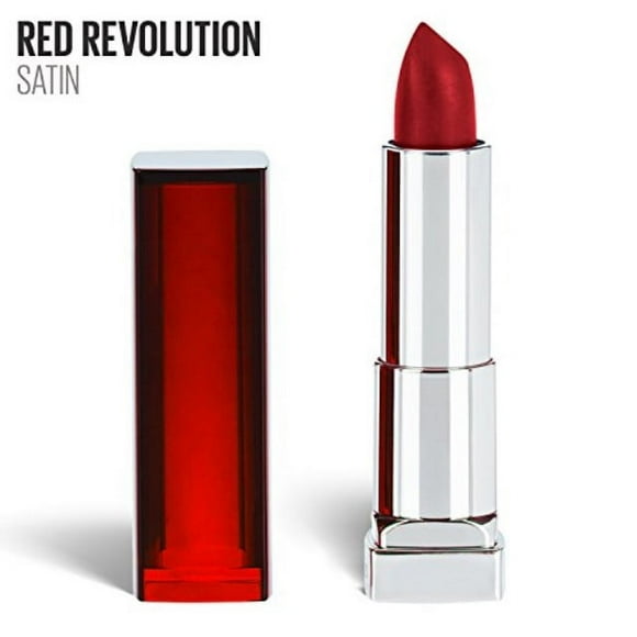 Maybelline Color Sensational Lipstick, Lip Makeup, Cream Finish, Hydrating Lipstick, Nude, Pink, Red, Plum Lip Color, Red Revolution, 0.15 oz. (Packaging May Vary)