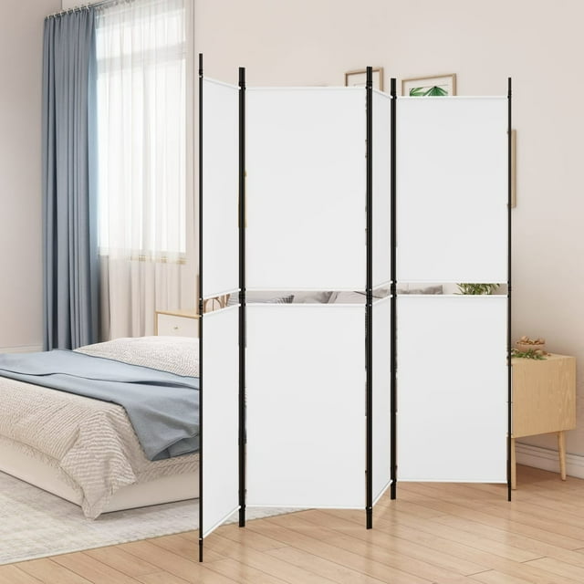 vidaXL Paravent 4 Panneaux Blanc 200x180 cm Tissu