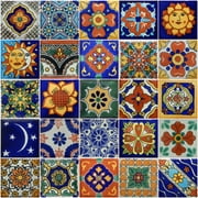 25 Mexican Tiles 2x2 Handpainted Assorted Designs