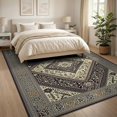 thumbnail image 3 of ODIKA 8'x10' Washable Area Rug Geometric Boho Neutral Border Detail Farmhouse Minimalist Large for King Size Bedroom Under Bed, Master Suite, Non-Shedding, Easy Care, 3 of 7