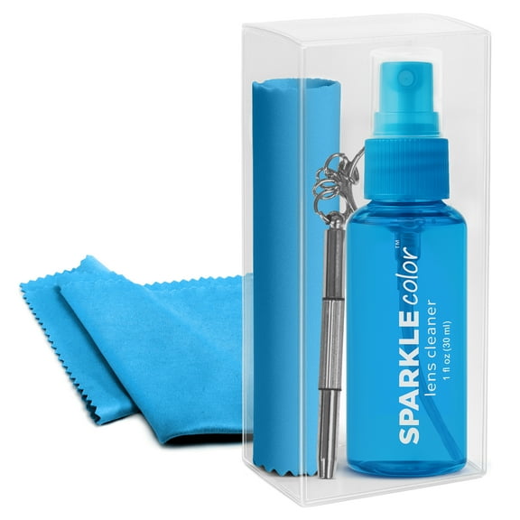 OPTIPAK Eyeglass Lens Cleaner Spray & Repair Kit with Vinyl Flip-Top Pouch – 1oz Glasses Cleaner Bottle, Microfiber Cloth & Keychain Screwdriver for Eyeglasses, Sunglasses, Lenses & Screens (1 Pack)