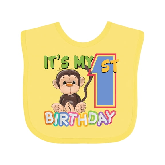 Inktastic Monkey First Birthday Boys or Girls Baby Bib