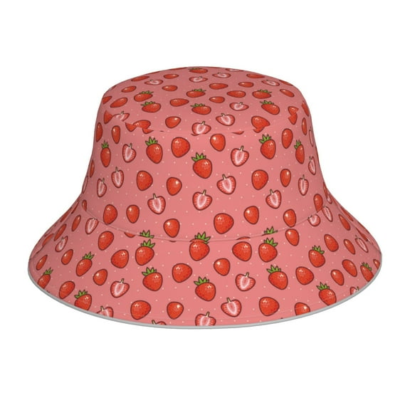 Balery Red Strawberry Sun Hats for Men Women Bucket Hat UPF 50  Buckey Hat Boonie Hat Foldable UV Protection Hiking Beach Fishing Summer
