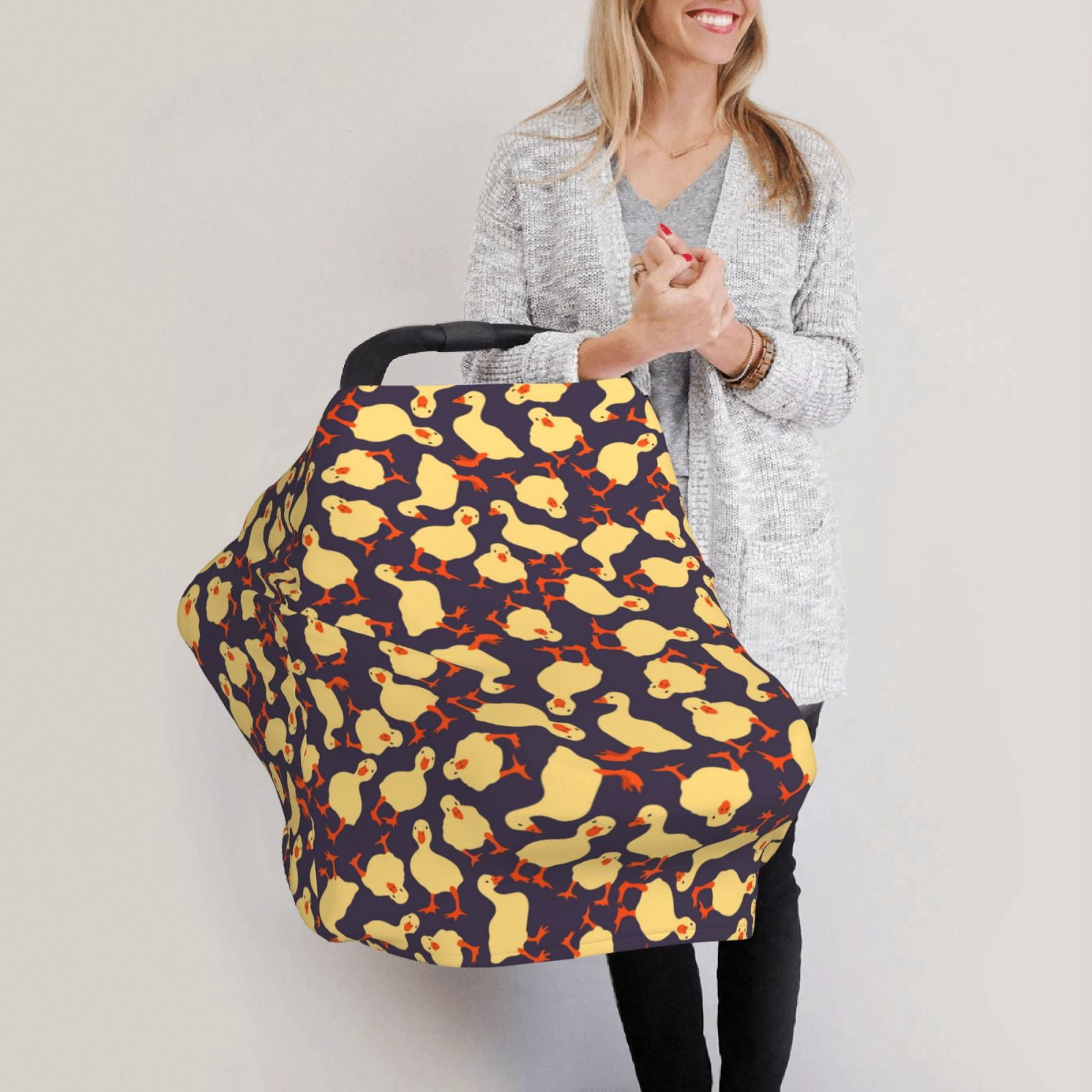 Fotbe Cute Small Farm Birds Pattern Car Seat Covers for Babies, Nursing Breastfeeding Cover Infant Carseat Canopy, Soft Stretchy Carrier Cover