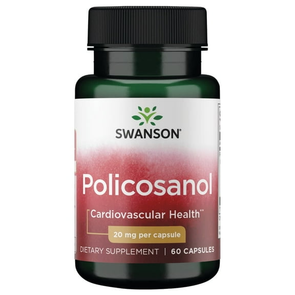 Swanson Policosanol - Supplement Helps Support Cardiovascular Health - All Natural Formula Aids Good Heart Health & Function - Helps Maintain Healthy Cholesterol Levels (60 Capsules, 20mg each)