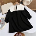 thumbnail image 6 of CPNG Girls Summer Dresses Ruffle Sleeve A-Lined Dress Bow Peter Pan Collar Long Sleeve Sleeveless Button Decor Dress, 6 of 9