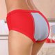 thumbnail image 5 of Gibobby Calzoncillos para mujer Ropa interior de mujer, pantalones menstruales, cintura media, pantalones sanitarios triangulares antifugas laterales de capas(Rojo,XL), 5 of 5