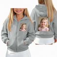 thumbnail image 3 of NAISIBABY Girls' Fleece-Lined Sweatshirt – Solid Color Long Sleeve Hooded Zip-Up Casual Jacket Gray Size 11, 3 of 7