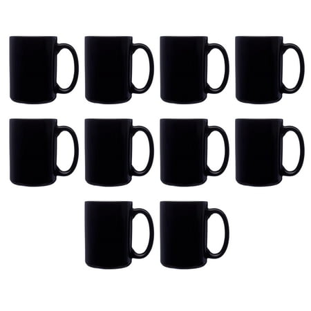 

Large Ceramic Coffee Mugs 15 oz. Set of 10 Bulk Pack - Perfect for Coffee Tea Espresso Hot Cocoa Other Beverages - Black