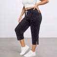 thumbnail image 2 of KDFJPTH Women's Camo Print Capri Pants Elastic Drawstring Waist Casual Everyday Trousers with Side Slit Black L, 2 of 4