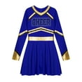 thumbnail image 5 of TTAO Girls Cheer Leader Sparkly Long Sleeve Cheerleading Dance Dress Uniform for Musical Festival Blue 8, 5 of 7