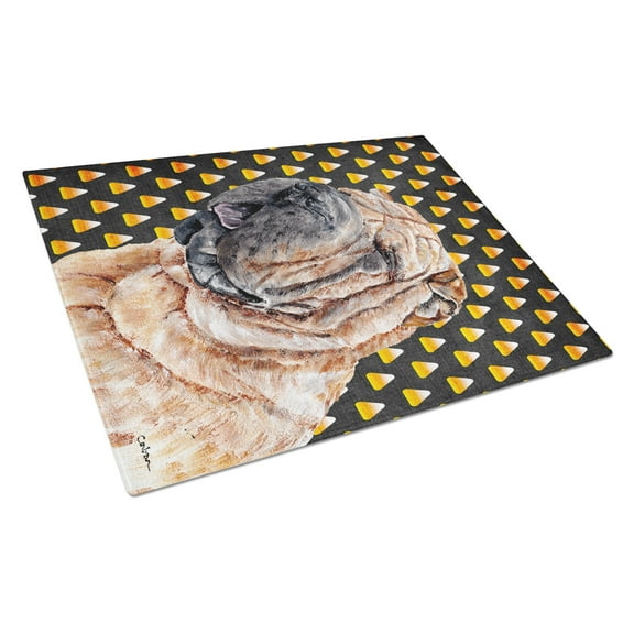 Caroline's Treasures Shar Pei Candy Corn Halloween Glass Cutting Board Large Size