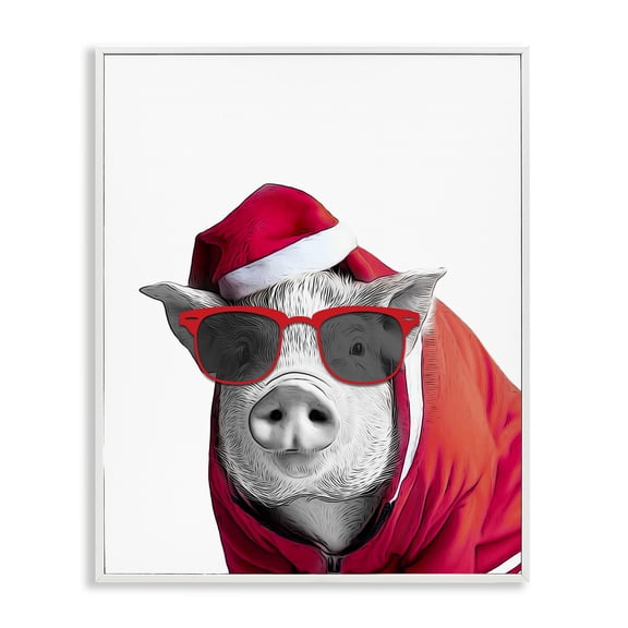 Stupell Industries Contemporary Pig in Holiday Clothes White Framed Giclee Art, 16 x 20, by Annalisa Latella