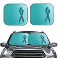 thumbnail image 2 of Sikiie a Teal Ribbonin Print Foldable Car Windshield Sun Visor, Car Window Sunshade Suitable for Sedan, SUV and Truck Car Accessories-Small, 2 of 6