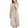 thumbnail image 1 of Jumpingount Otoño Invierno mujer manga larga Color sólido botón viento abrigo fiesta frente abierto ropa con bolsillos laterales ropa regalo de Abrigos y chamarras Beige M Jumpingount AP013344-08, 1 of 6