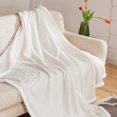 thumbnail image 2 of Deconovo Throws Sherpa Plush Blanket, 50x60 inch Beige, Machine Washable, Solid & Traditional Design, 2 of 7