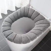 Solid Color Toilet Seat Cushion for Household Use, Soft Fabric Commode Protector Mat for Bathroom Restroom, Washable Comfortable Pad for All Season Home Hygiene, 1 Piece Mat Included, By UKHCCC