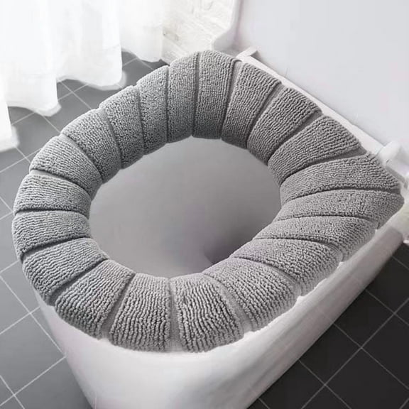 SHENGXINY Toilet Seat Cover Pads Stretchable Washable, Waterproof Thick Winter Toilet Seat Cushion with Dog Pattern Gray 15x16.9in