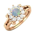 thumbnail image 2 of 4.5MM Round Opal 925 Silver Rose Plated Cluster Women Valentines Day Gifts Ring, 2 of 4