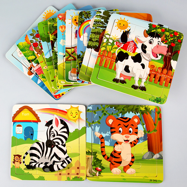 Juego de rompecabezas de madera para educación temprana, rompecabezas cognitivo de tráfico de animales educativos para niños