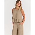 thumbnail image 3 of EASYBRAUS Women Sleeveless Pleated Vest and Cropped Wide Leg Pants Set Summer 2025 Casual Outfit S-3XL, 3 of 10