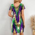 thumbnail image 4 of Carnival Short Sleeve Sequin Sparkly Mini Dress Clubwear V Neck Backless Party Evening Dress Salsa Latin Dance Dress, 4 of 9
