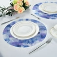 thumbnail image 4 of 15.4" Round Placemat Set of 1 Polyester Fabric Place Mats Non-Slip Dining Kitchen Table Mats for Kitchen Party Decor Blue Squares and Shapes, 4 of 5