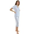 thumbnail image 2 of Jaclyn NY Short Sleeve & Capri Notch Collar Pajama Set (Juniors & Women), 2 of 3