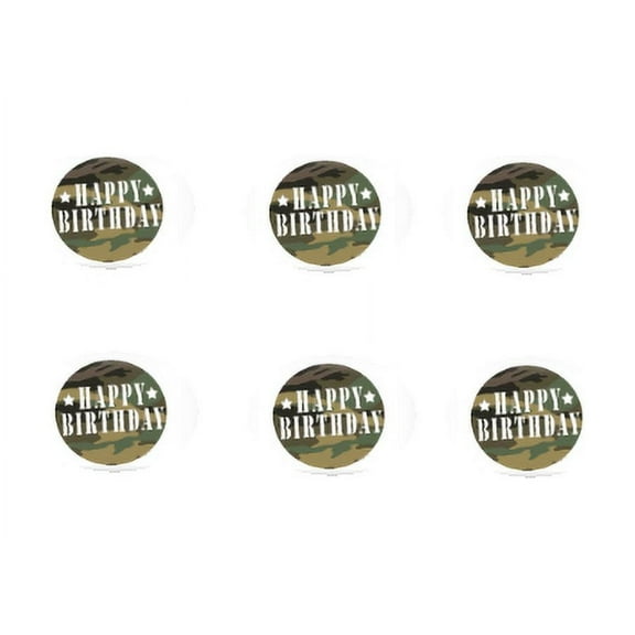 Happy Birthday Camouflage 12 - 2 inch Cupcake Edible Frosting Photos