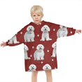 thumbnail image 3 of Pink Bichon Frise Blanket Hoodies for Kids 6-13YR Oversize Wearable Blanket Hoodies for Boys Girls Teens, 3 of 7