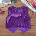 thumbnail image 4 of Vxuxlje Kids Boys Girls Sequined Vest Hip-Hop Street Dance Costume Waistcoat Crop Top Purple 130, 4 of 7