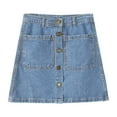 thumbnail image 4 of RUTAYY Jean Skirts For Women Denim High Waisted Trendy Stretchy Mini Button Front Short Pencil Skirt With Patch Pockets Solid Color Flowy Swing Skirts, 4 of 4