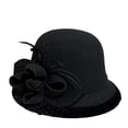 thumbnail image 4 of MEICHEN Fashion Solid Color Bowler Hat with Bowknot Mesh Ornament for Women Winter Elegant Retro Cloche Hat Women's Bucket Hat, 4 of 6