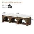 thumbnail image 3 of Finmind 63" Upholstered Entryway Bench with Arched Frame, 2-Tier Farmhouse Shoe Bench Ottoman with Shelf, for Bedroom, Hallway, Foyer, Dark Brown, 3 of 8