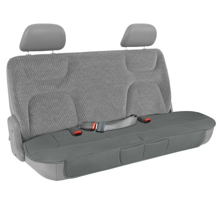 Motor Trend Gray Faux Leather Rear Bench Car Seat Cover for Trucks SUV, Padded Car Seat Protector Cushion