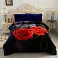 thumbnail image 5 of 10lbs Heavy Thick A&B Pattern Blanket 2Ply Reversible - Thick Warm Plush Korean Style Bed Blanket, King Size Fleece Plush Blanket, Soft Winter Blanket For Adult 87" x 95", Black Rose, 5 of 11