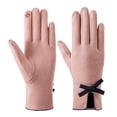 thumbnail image 1 of Womens Warm Gloves Outdoor Riding Driving Cute Bow Plus Fleece Touched Screen NonSlip Gloves Unisex, 1 of 4