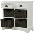 thumbnail image 6 of Rustic Storage Cabinet with Two Drawers and Four Classic Rattan Basket for Kitchen, Dining Room, Entryway, Living Room, Accent Furniture, Moisture-Proof (White), 6 of 7