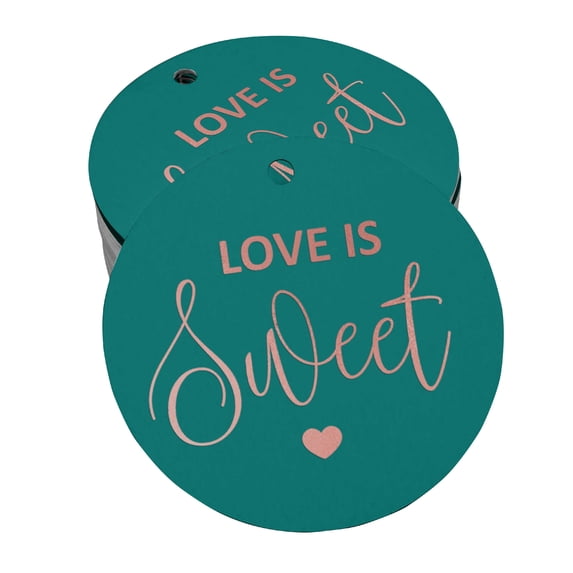 Inkdotpot 50 Pack Love Is Sweet Wedding Favor Paper Tags Craft Real Rose Gold Foil Hang Tags