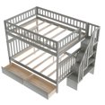 thumbnail image 5 of Bunk Beds Full Over Full with 2 Drawers Solid Wood Full Bunk Beds with Drawers and Stairway Full Length Guardrail, No Box Spring Needed, 5 of 7