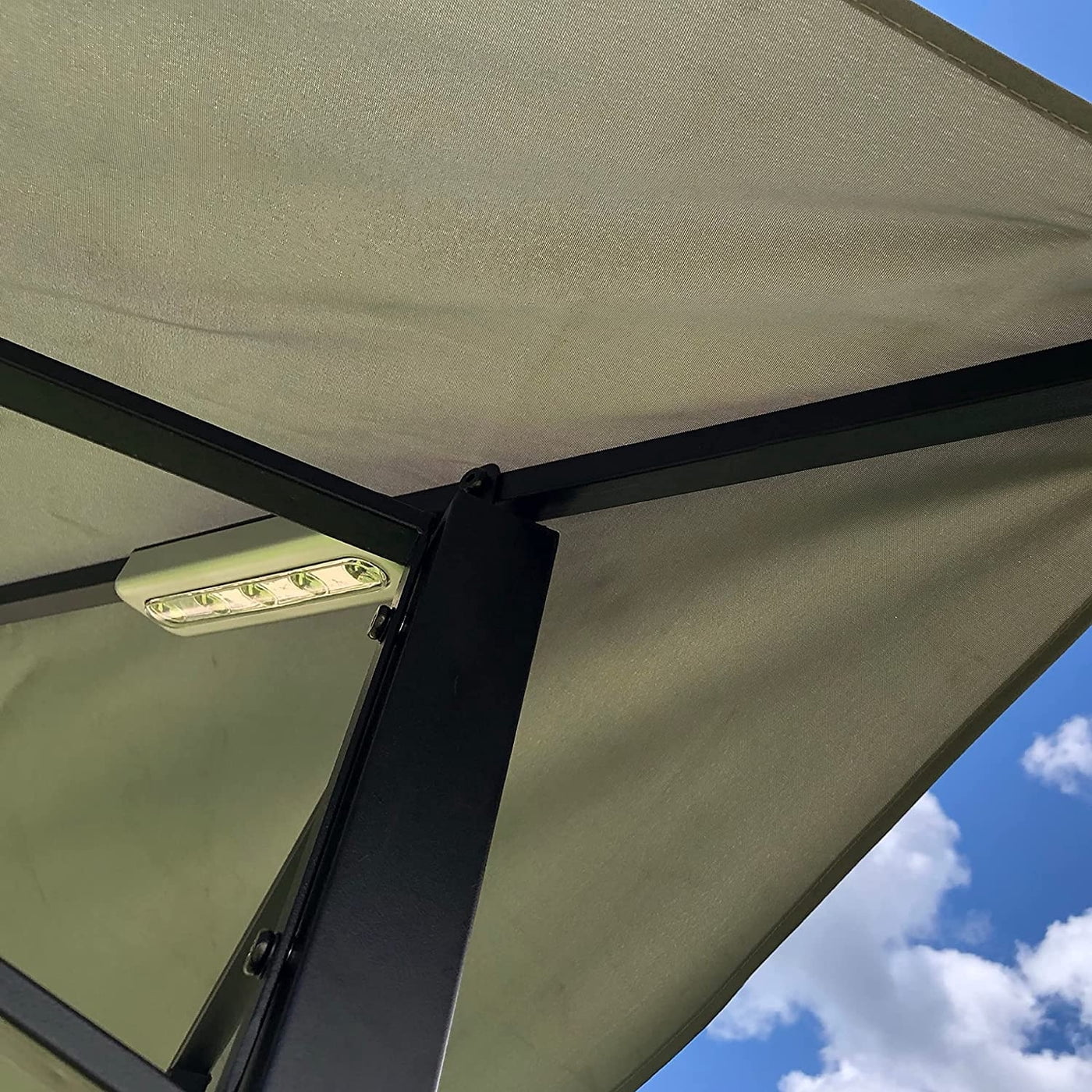 Backyard Expressions Grilling Gazebo 8'x 5' w/ LED Lights - Black and Gray